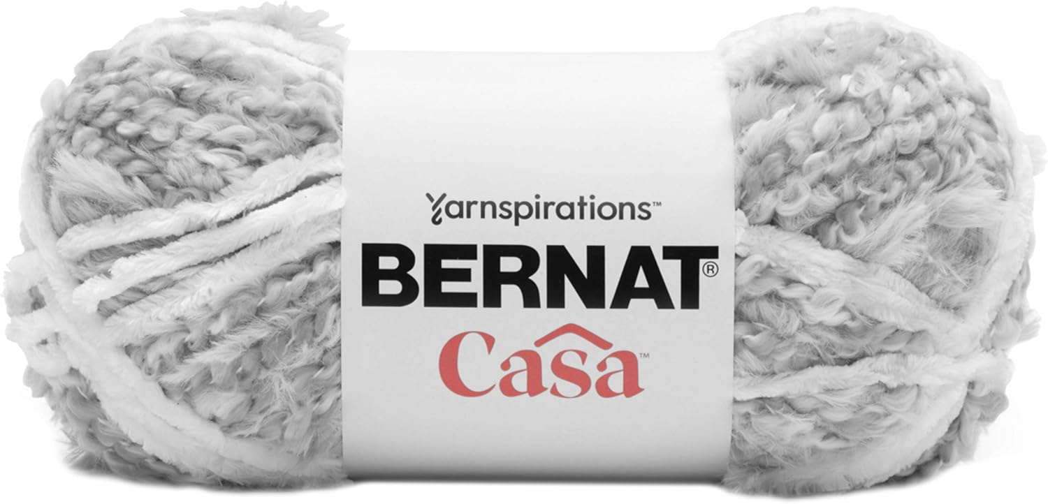 Ball of yarn with Bernat Casa label on a white background