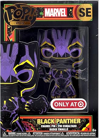 Marvel Black Panther enamel pin packaging with 'Only at Target' label