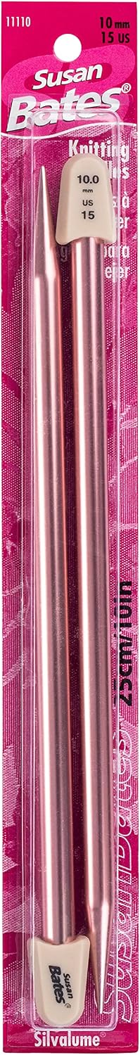 Susan Bates Silvalume 10" Single Point Knitting Needles 15 US / 10 mm