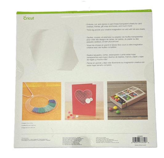 Cricut product packaging with images and text on a white background