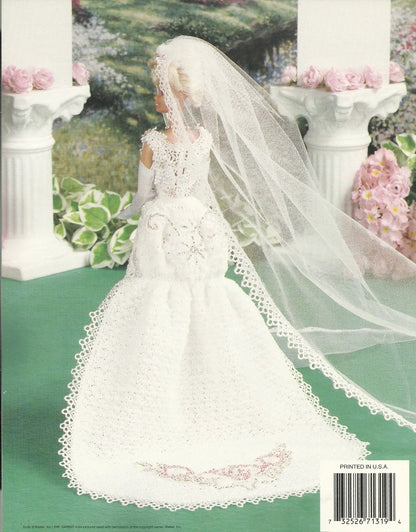Bridal gown with a long veil on a green background