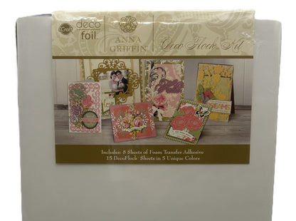 Packaging of Anna Griffin Deco Foil craft kit with decorative sheets on a white background