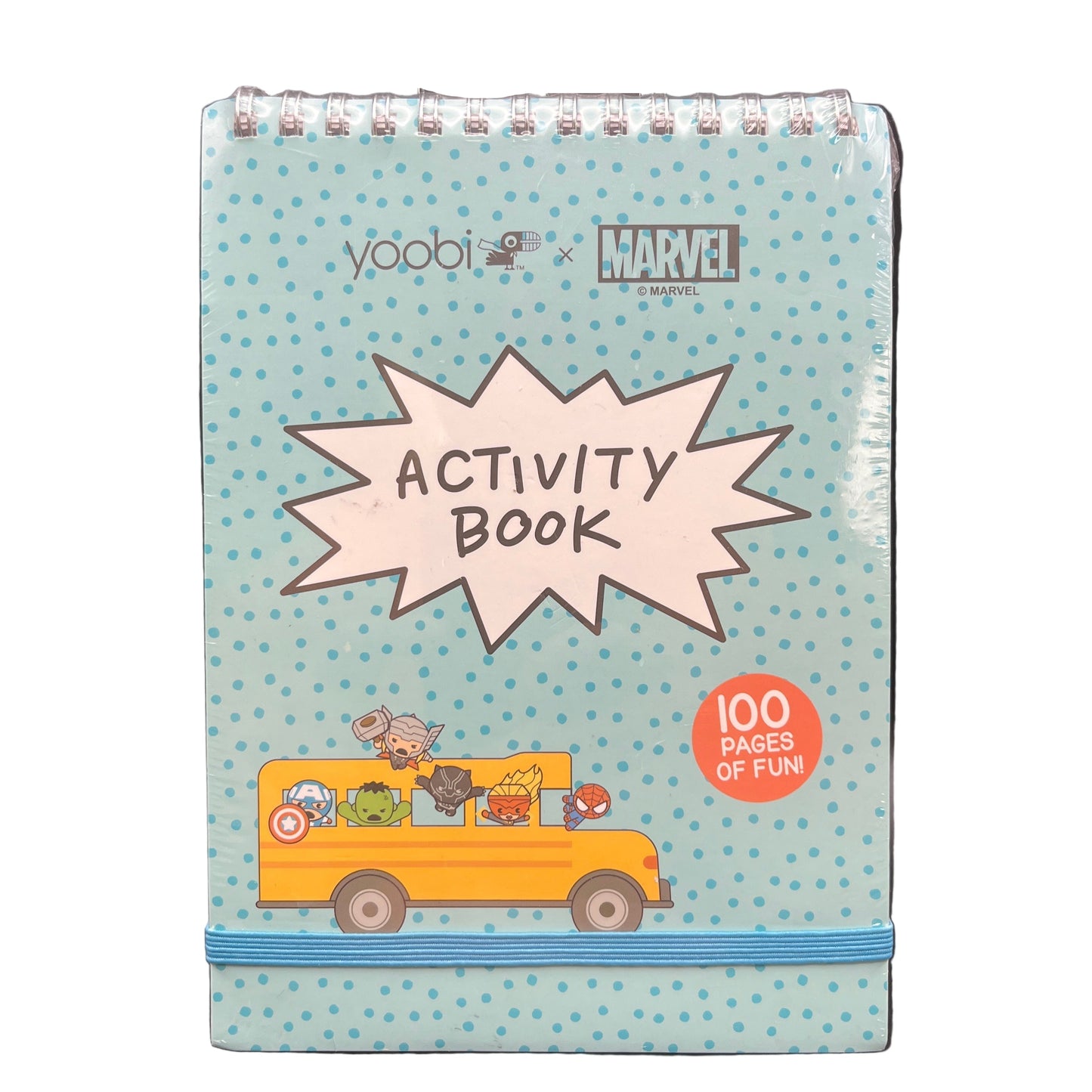Activity book with Marvel branding on a white background