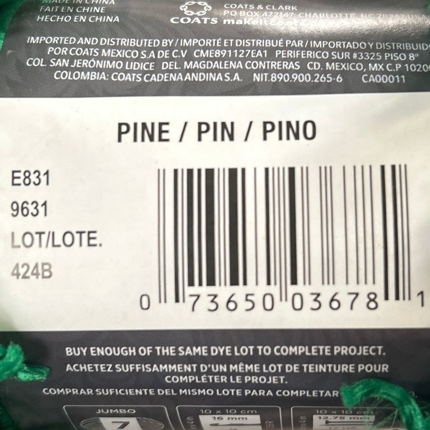 Red Heart Fur Yarn Skein - Pine
