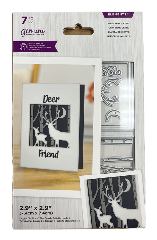 Packaging of Gemini Elements stamp set with deer silhouette design