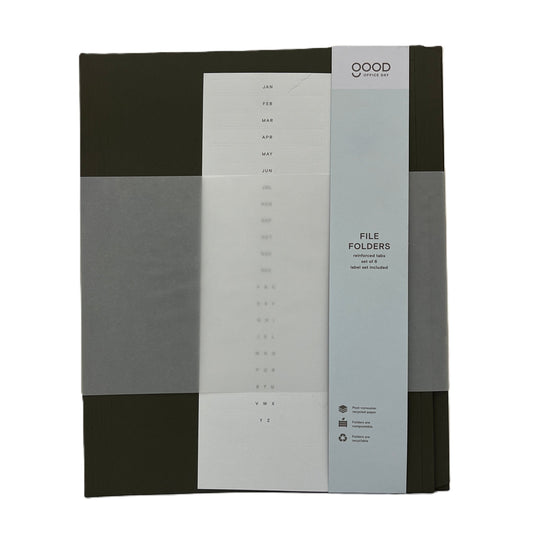 Set of file folders with black, gray, and white design on a white background