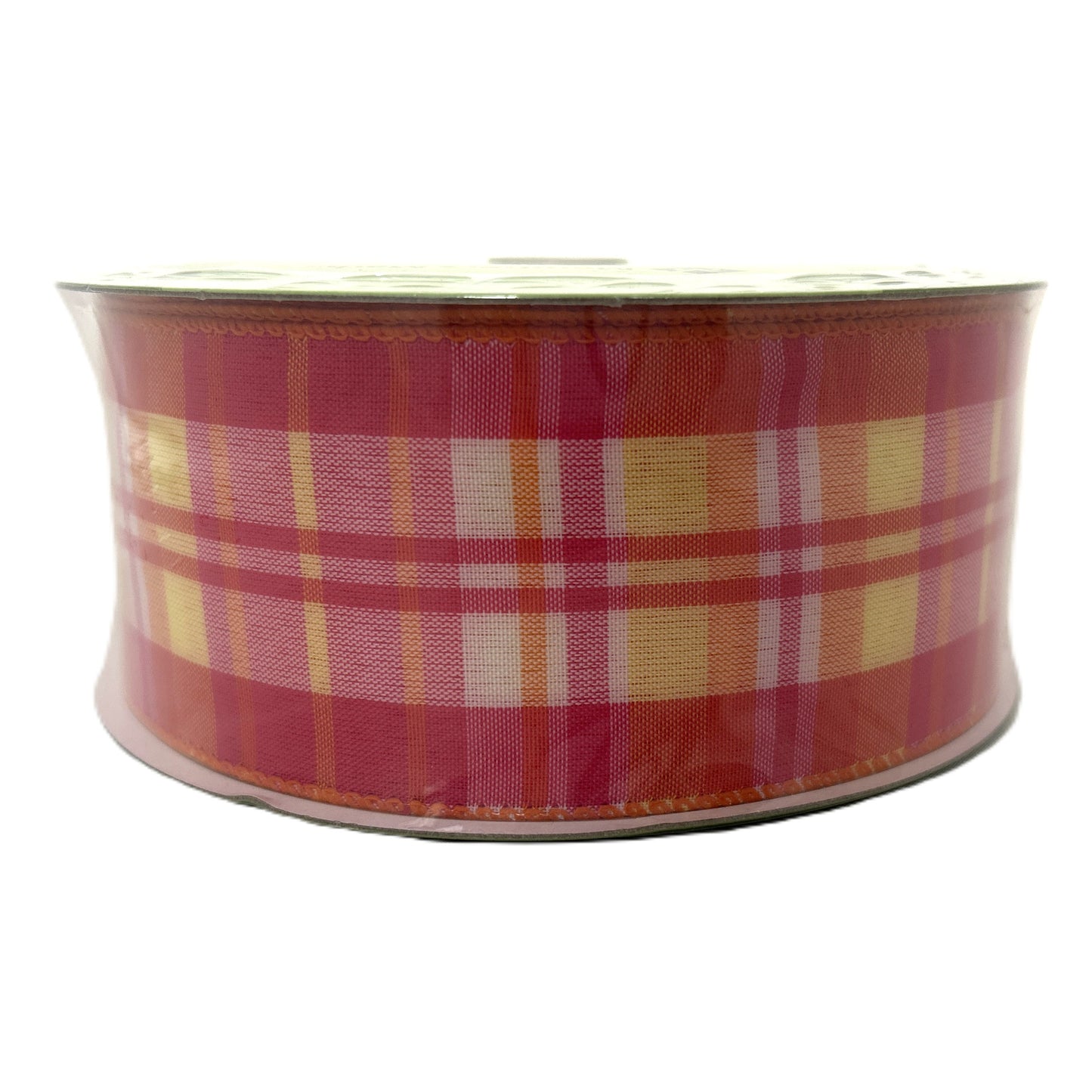 Plaid Pinks Yellow - 2.5” x 50 yds - Wire Edged Premium Ribbon