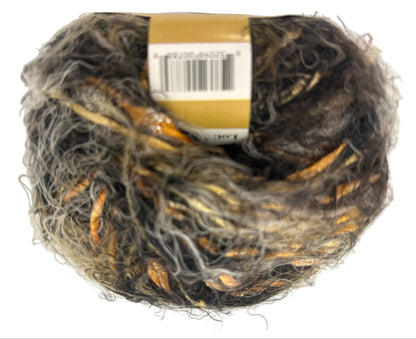 Ball of yarn with a label on a white background