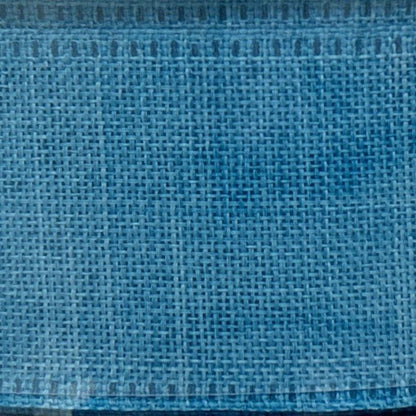 Coastal Teal Blue Linen Look - 1.5” x 50 yds - Wire Edged Premium Ribbon
