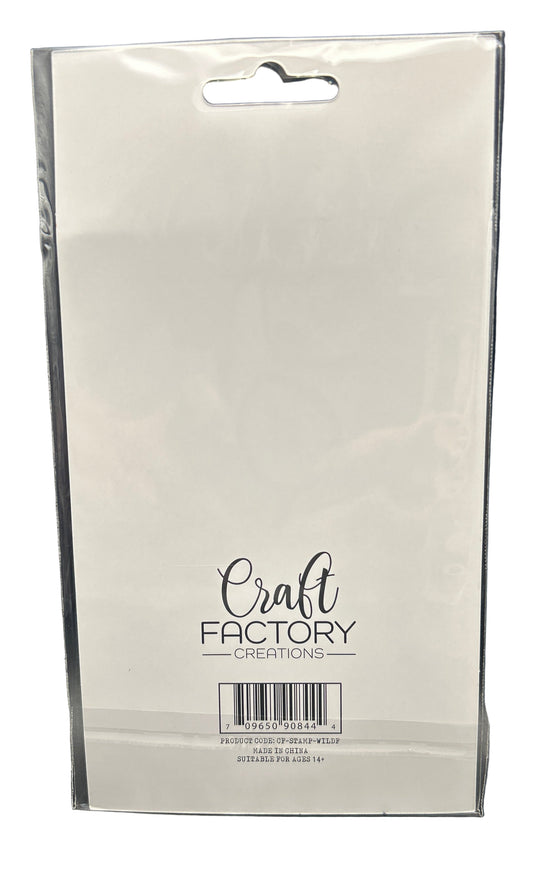 Clear plastic packaging with 'Craft Factory' branding on a black background