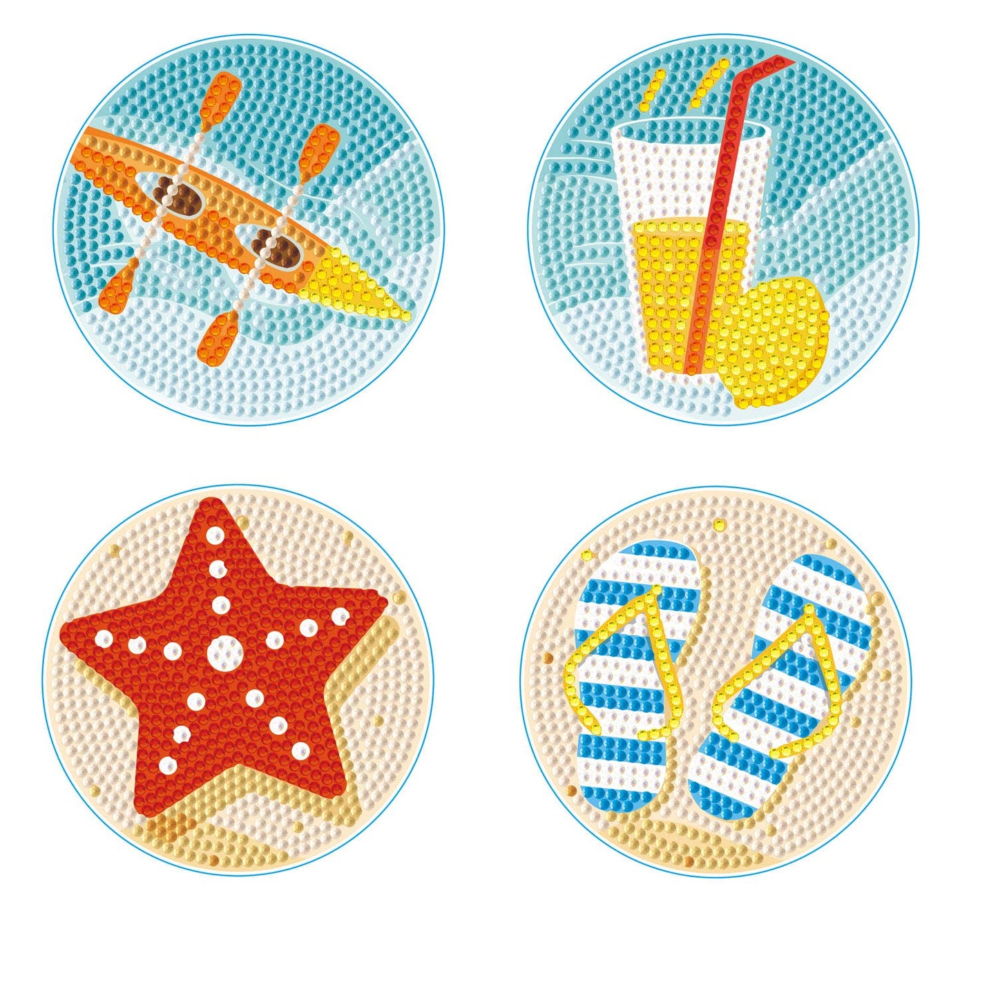 Summer Vacation Coasters - Diamond Dotz Art Kit - Makes 4