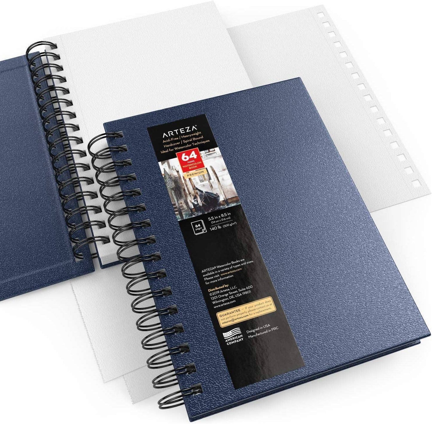 Arteza® Spiral-Bound Blue Hardcover Watercolor Book