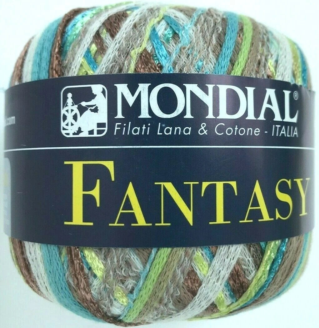 Ball of yarn with 'Mondial' label on a white background