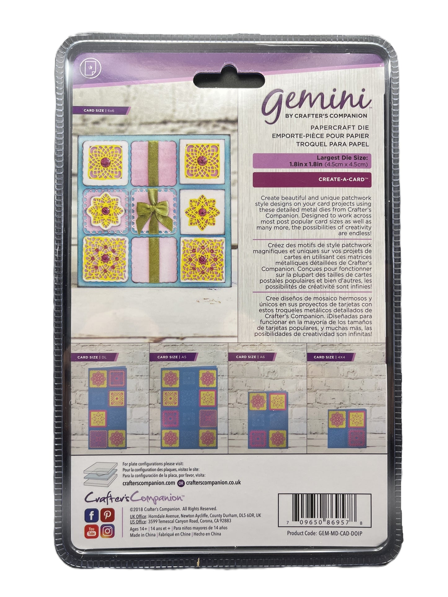 Packaged Gemini die set by Crafter's Companion with colorful designs on a white background