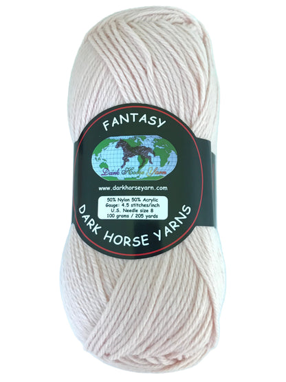 Ball of yarn with Dark Horse Yarns label on a white background