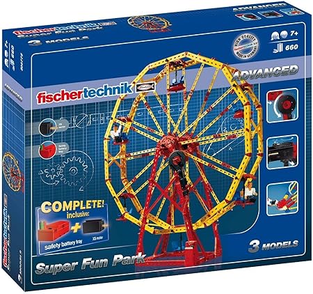 Fischertechnik Super Fun Park building set packaging with Ferris wheel model