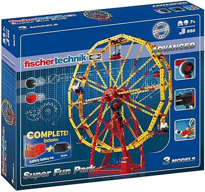 Fischertechnik Super Fun Park building set packaging with Ferris wheel model
