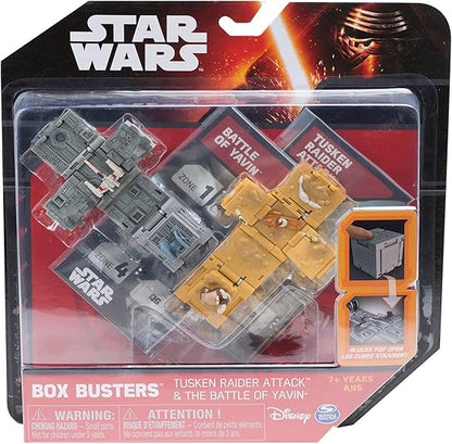 Star Wars Box Busters toy set packaging with Tusken Raider and Battle of Yavin elements.