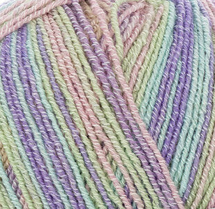 Close-up of a ball of yarn with pastel colors