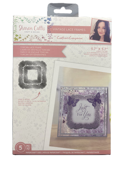 Packaged vintage lace frames with a card featuring 'Just for You' text and butterflies.