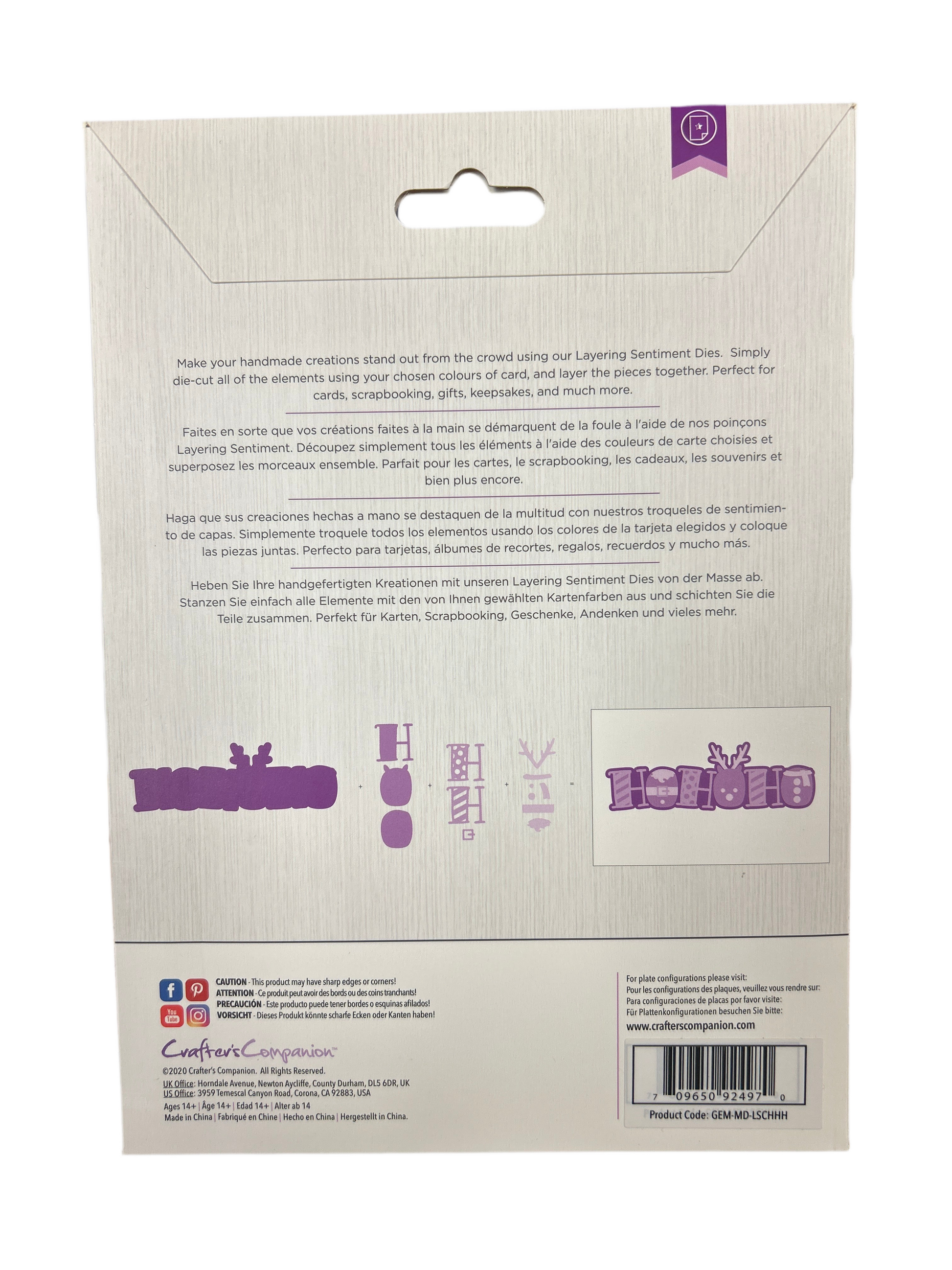 Back of a product packaging with text and logos on a beige background