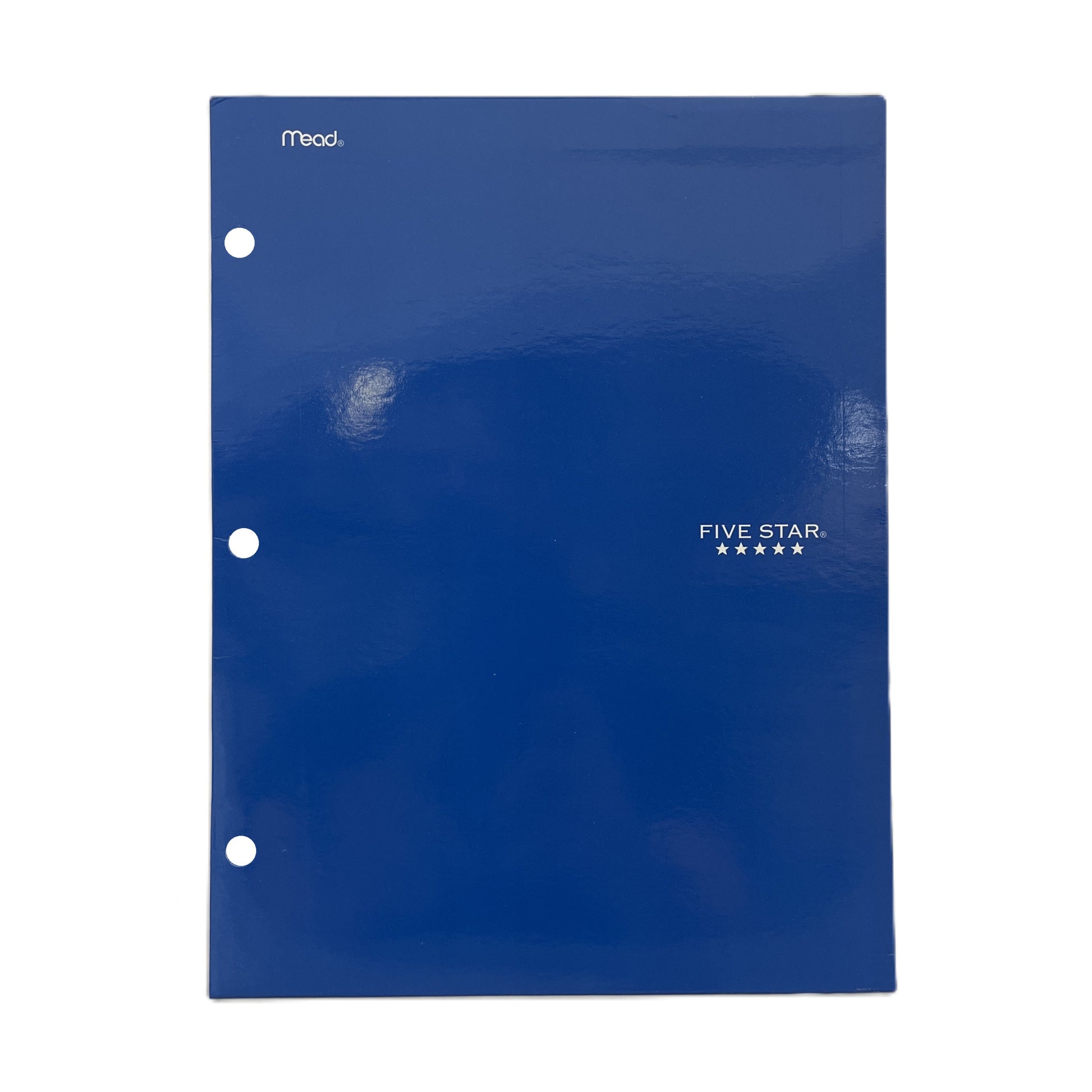 Blue Five Star folder with Mead branding on a white background