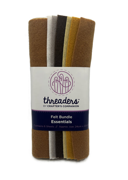 Packaged felt bundle with 'threaders by Crafter's Companion' branding on a white background