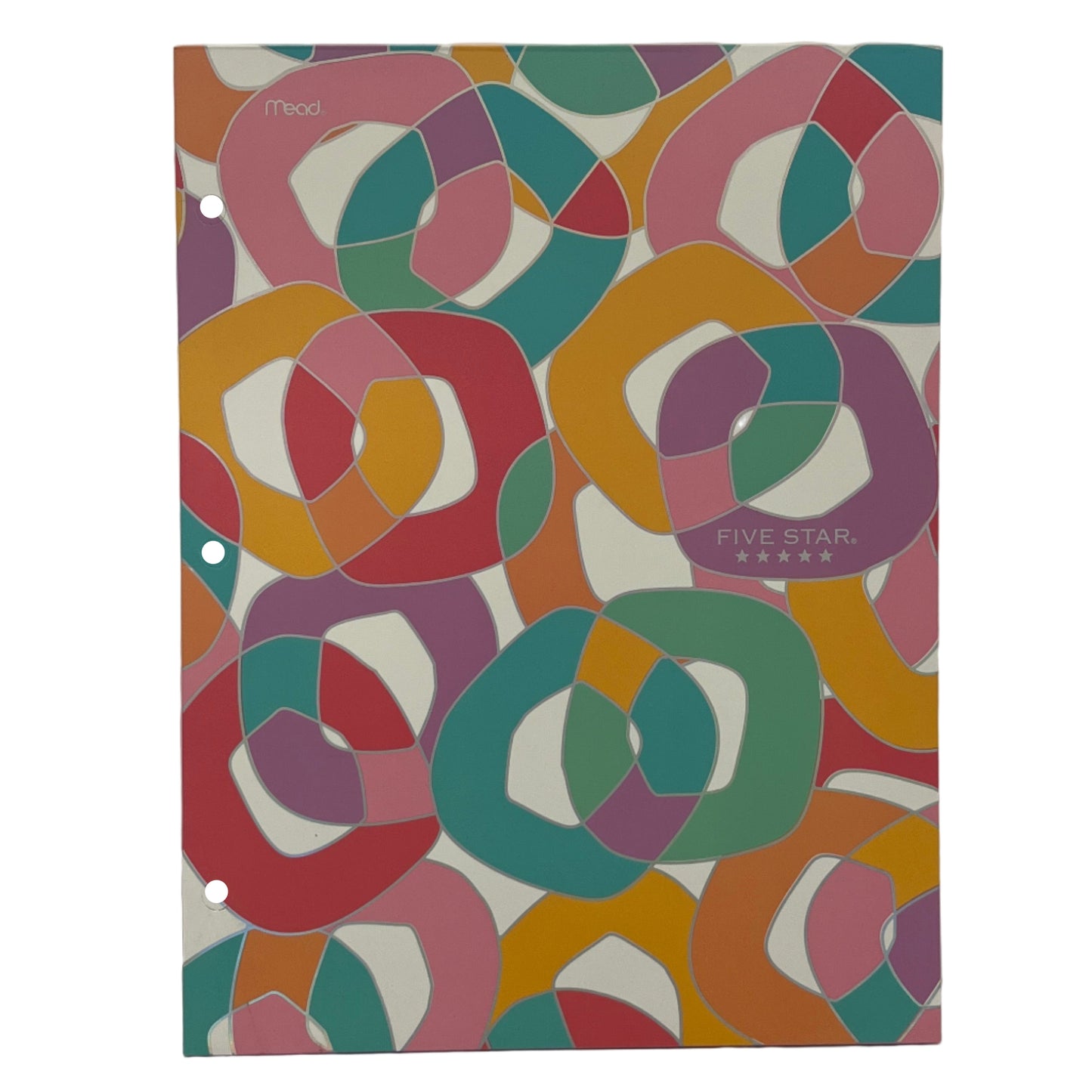 Colorful abstract patterned paper attached to a white wall