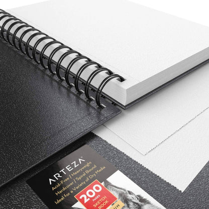 Arteza® Spiral-Bound Black Hardcover Sketchbook