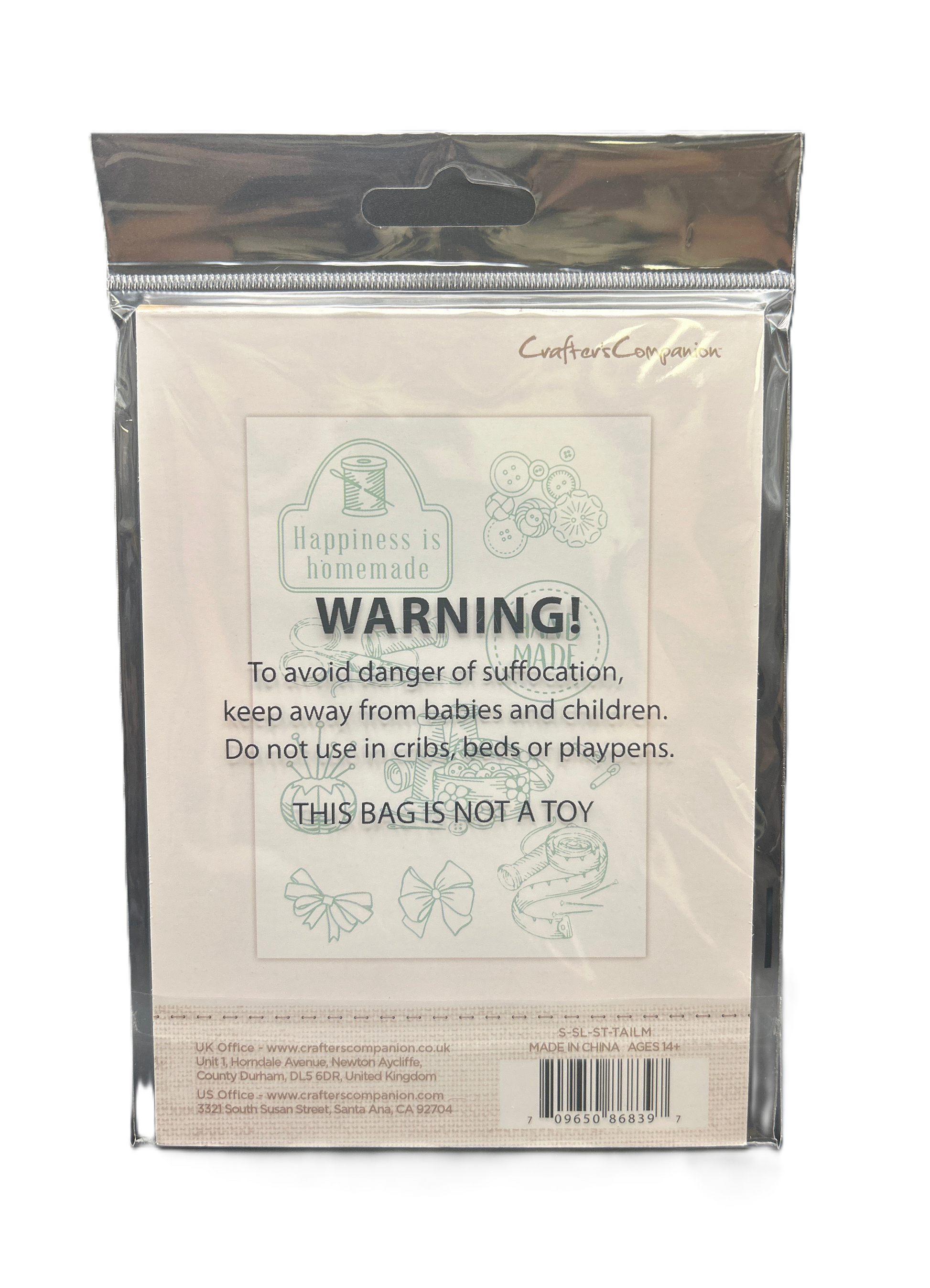 Package of cards with a warning label on a white background