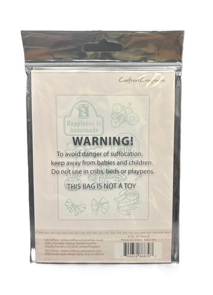 Package of cards with a warning label on a white background