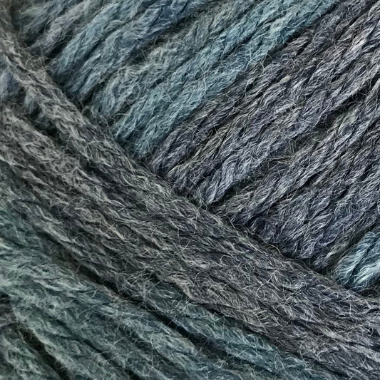 Close-up of blue and gray yarn strands