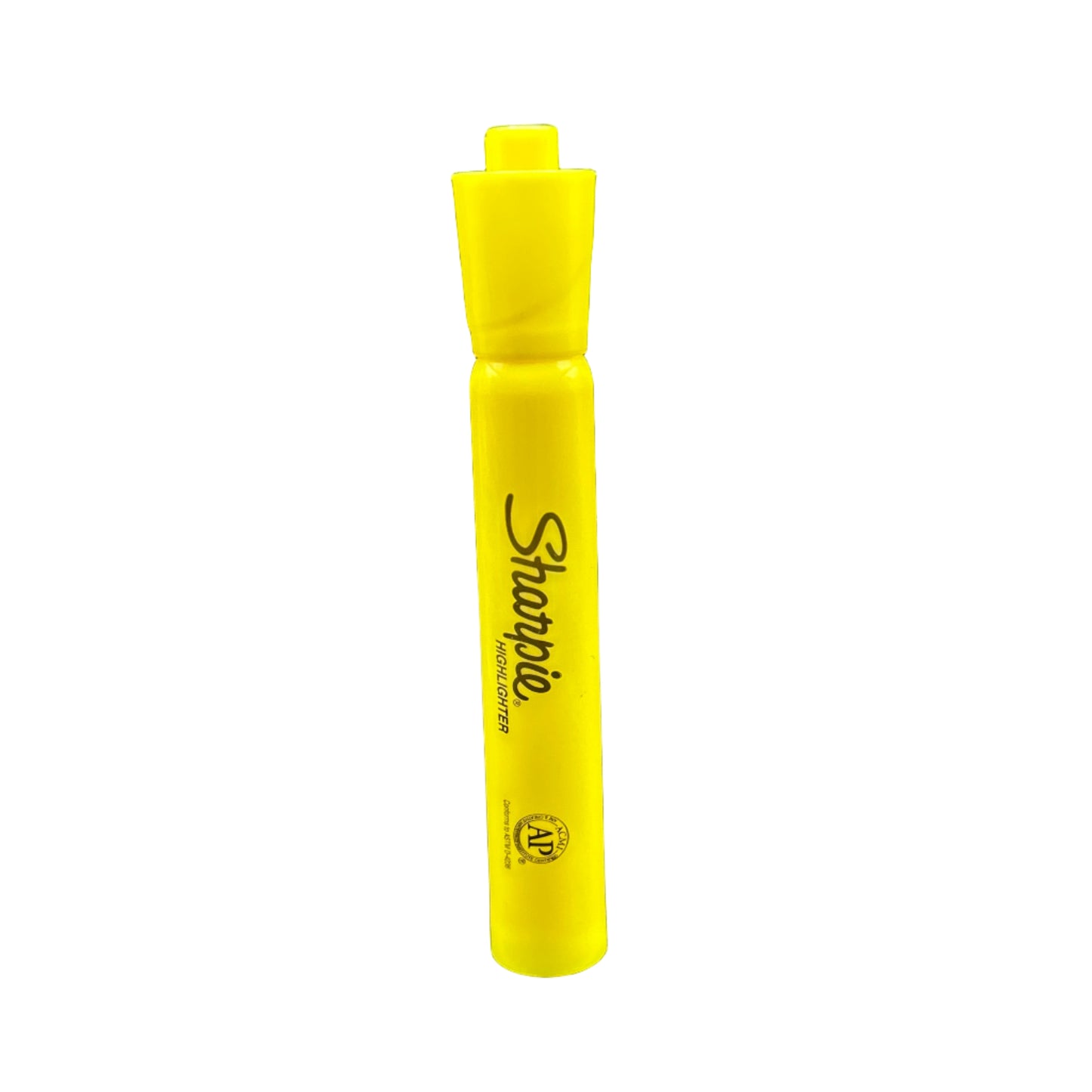 Yellow Sharpie marker on a white background