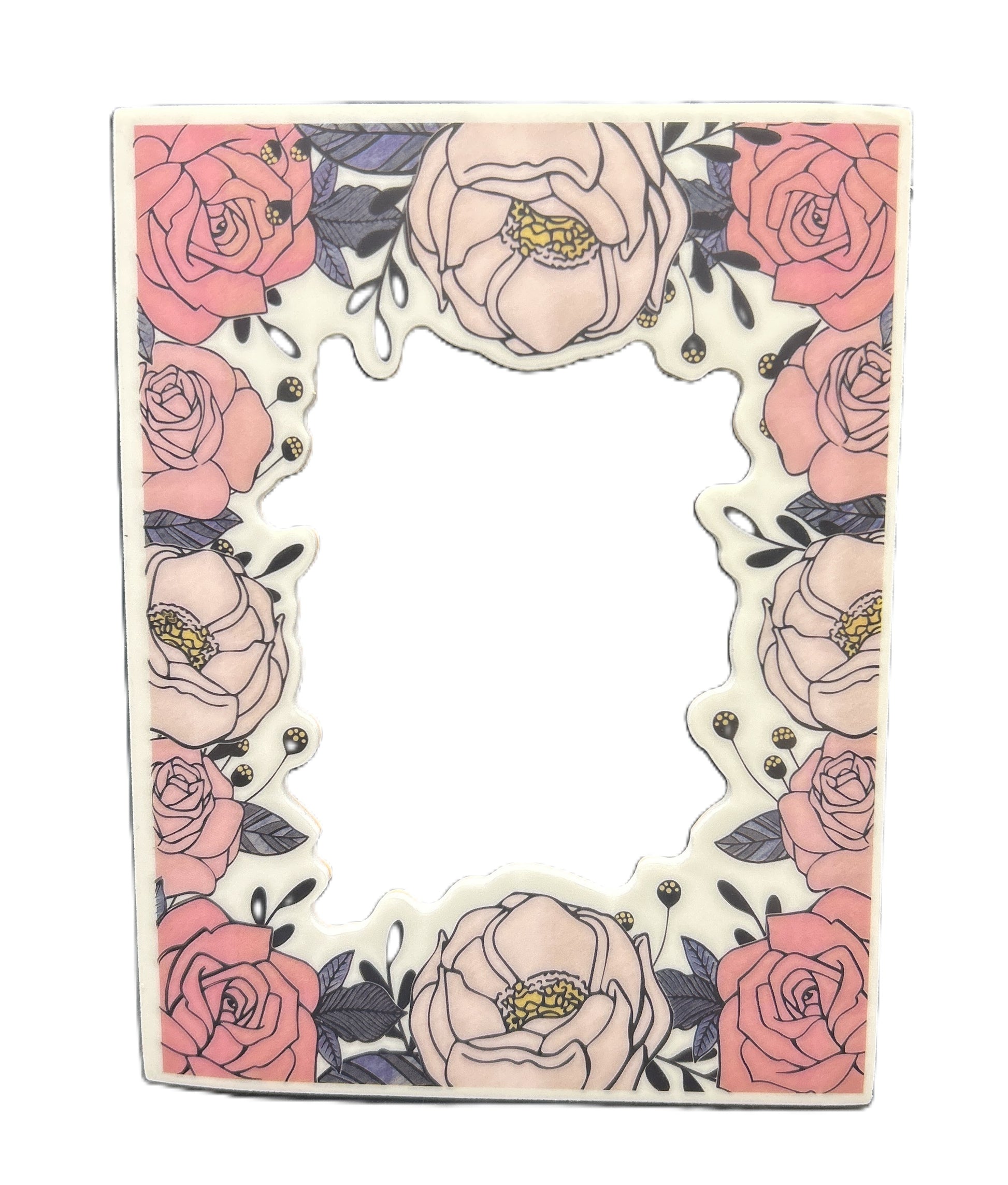 Letter 'L' shaped card with floral design on a white background