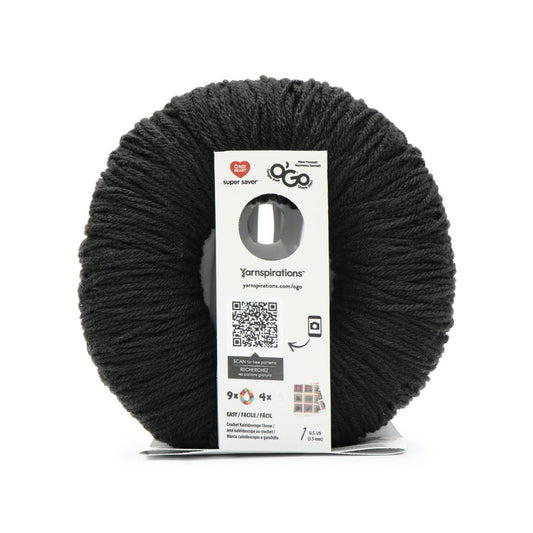Black yarn ball with a label on a white background