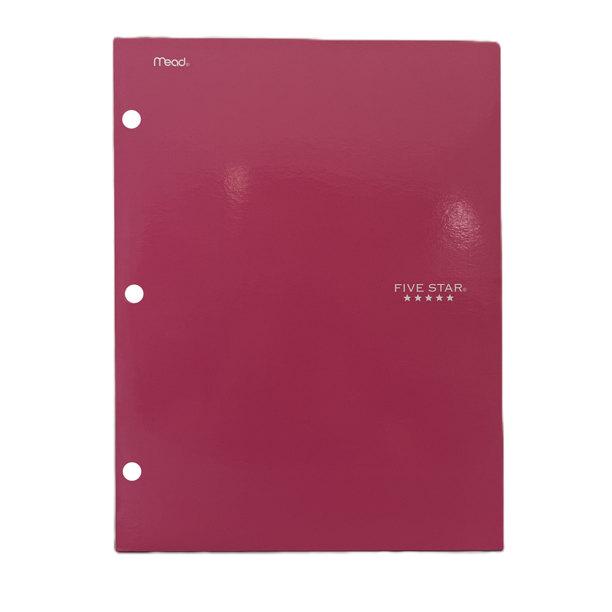 Red three-ring binder with 'Five Star' branding on a white background