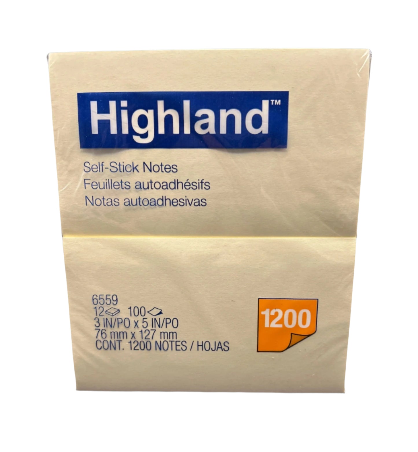 Pack of Highland self-stick notes with a black background