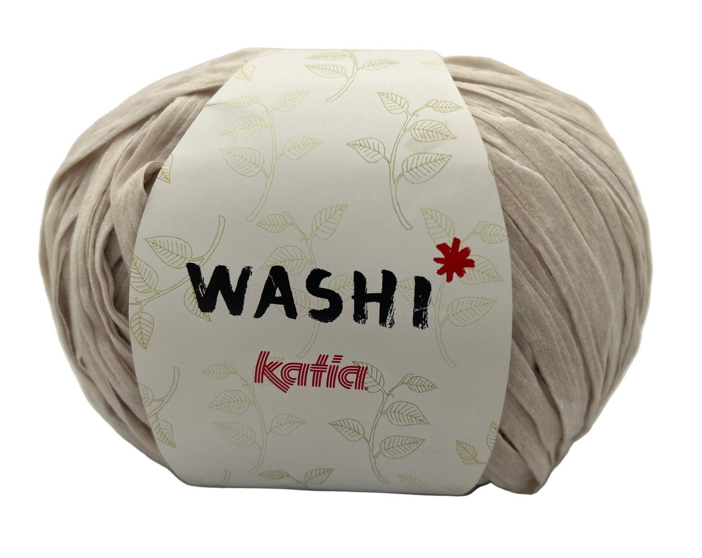 Ball of yarn with 'Washi' and 'Katia' labels on a white background