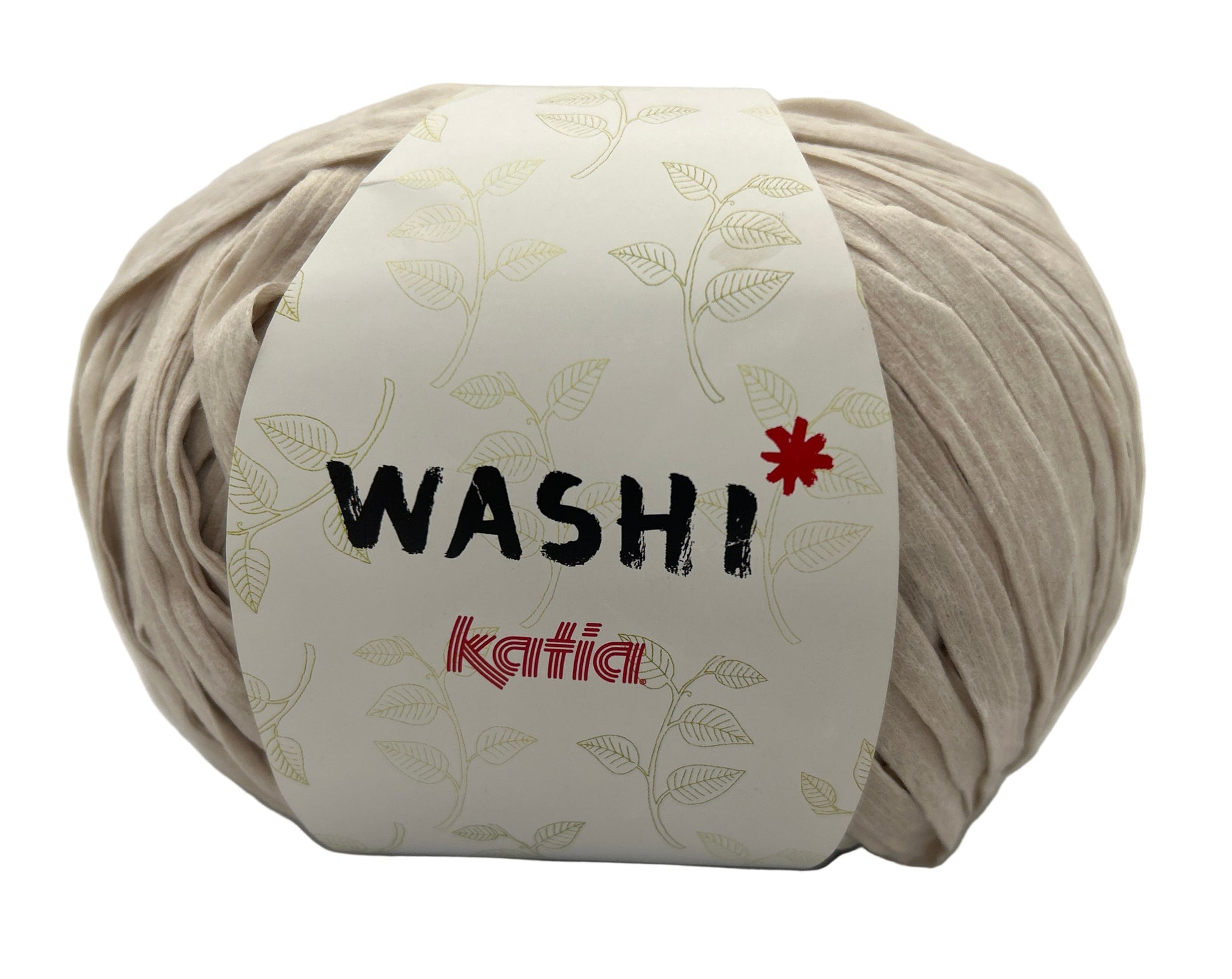 Ball of yarn with 'Washi' and 'Katia' labels on a white background