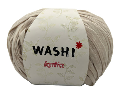 Ball of yarn with 'Washi' and 'Katia' labels on a white background