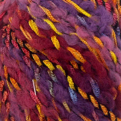 Multicolored skein of yarn on a white background