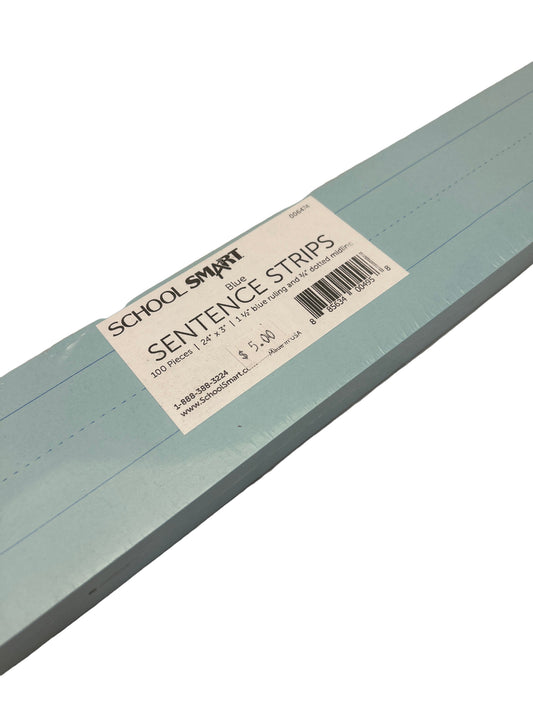 Sheet of sentence strips with a label on a beige background
