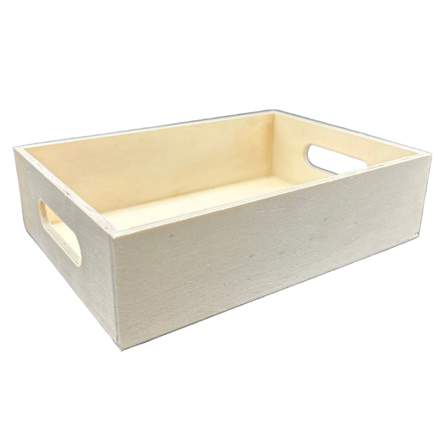 Beige storage basket with handles on a white background