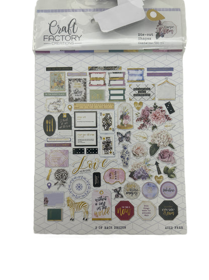 Packaging of Craft Factory stickers with various designs on a white background