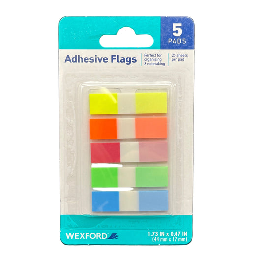 Pack of Wexford adhesive flags with colorful design on a white background