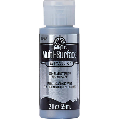 FolkArt Multi-Surface Metallic Paint 2oz - 2964 Sterling Silver