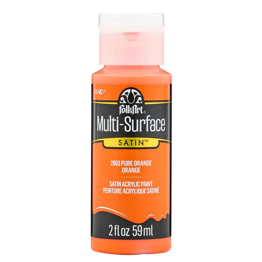 FolkArt Multi-Surface Satin Acrylic Paint 2 oz - 2903 Pure Orange