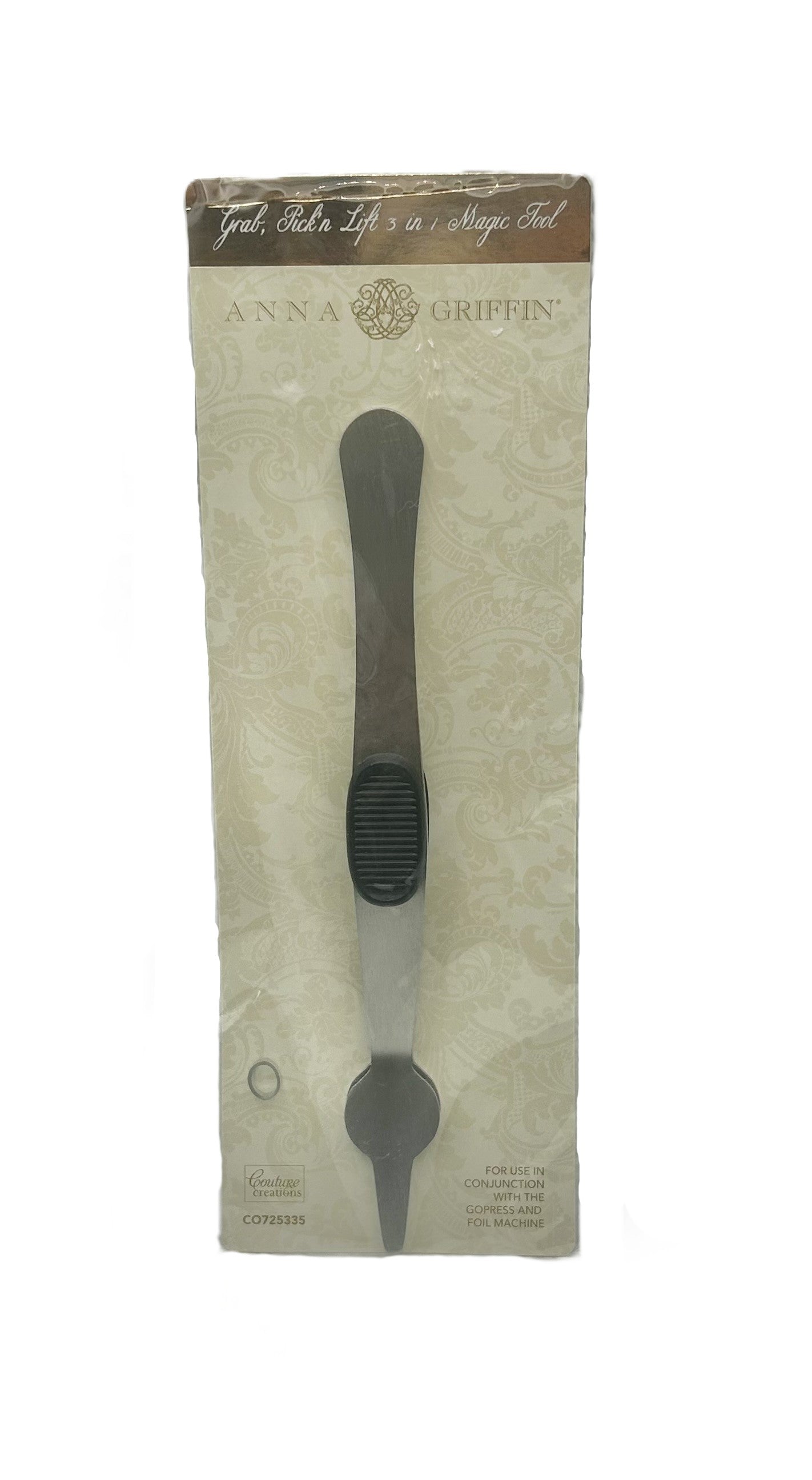 Packaged tool with a brand logo on a white background