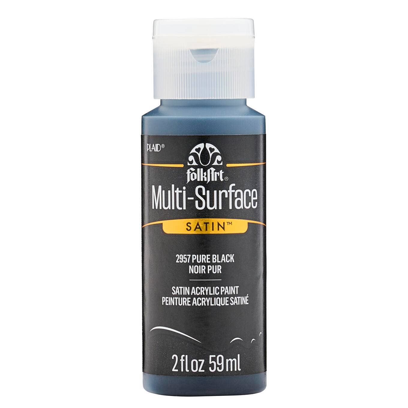 FolkArt Multi-Surface Satin Acrylic Paint 2 oz - 2957 Pure Black