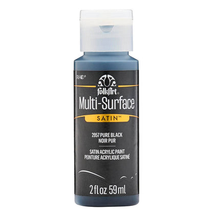 FolkArt Multi-Surface Satin Acrylic Paint 2 oz - 2957 Pure Black